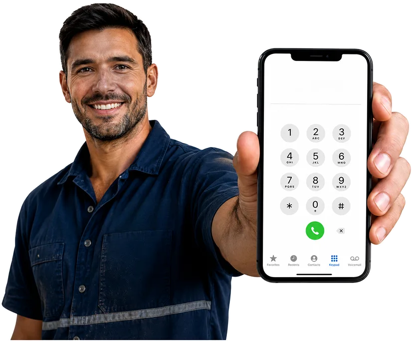 Plumber on the phone taking a Turramurra callout